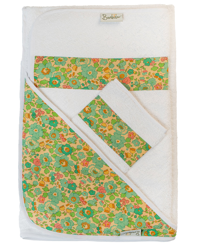 Bambidou Pack Maxi Cape de Bain 100 x 100 cm  - Liberty Vert Betsy