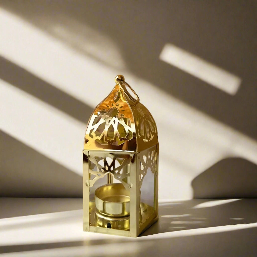 Farol Decorativo de Metal 13x7cm - Dorado