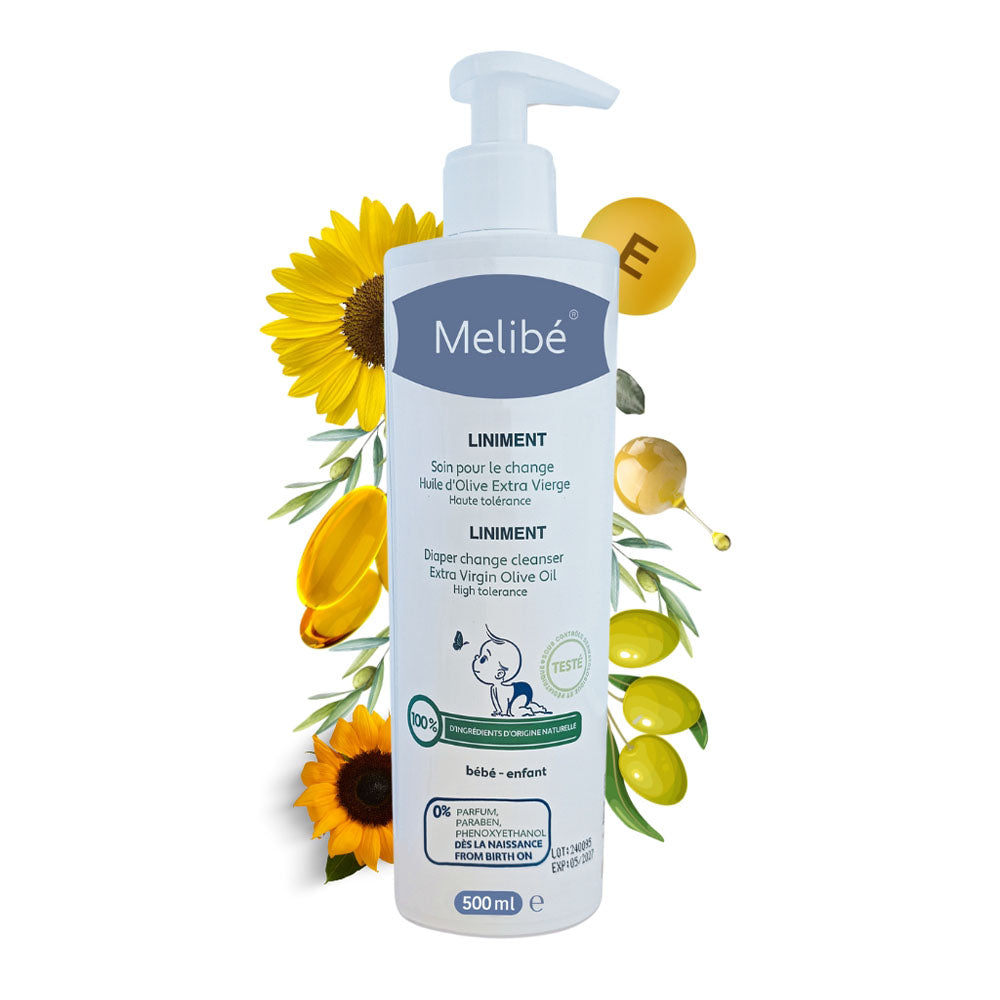 Offre: Melibé Liniment pour le Change - 500ml+ Crème de Change - 100ml = Un Tapis de Change Offert!