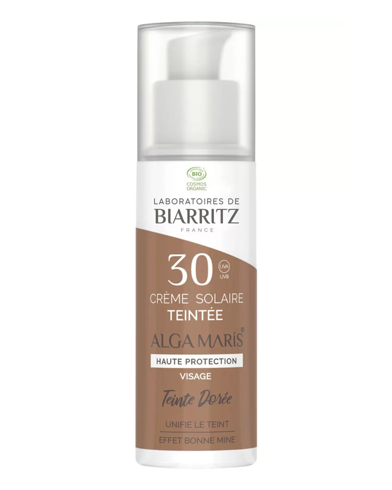 Biarritz Crème Solaire SPF30 Teintée Beige Certifiée Bio 50ml - Teinte Dorée
