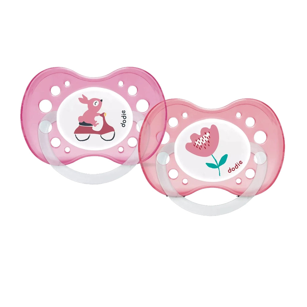 Lot de 2 Sucettes Anatomiques Silicone Dodie +18m - Rose