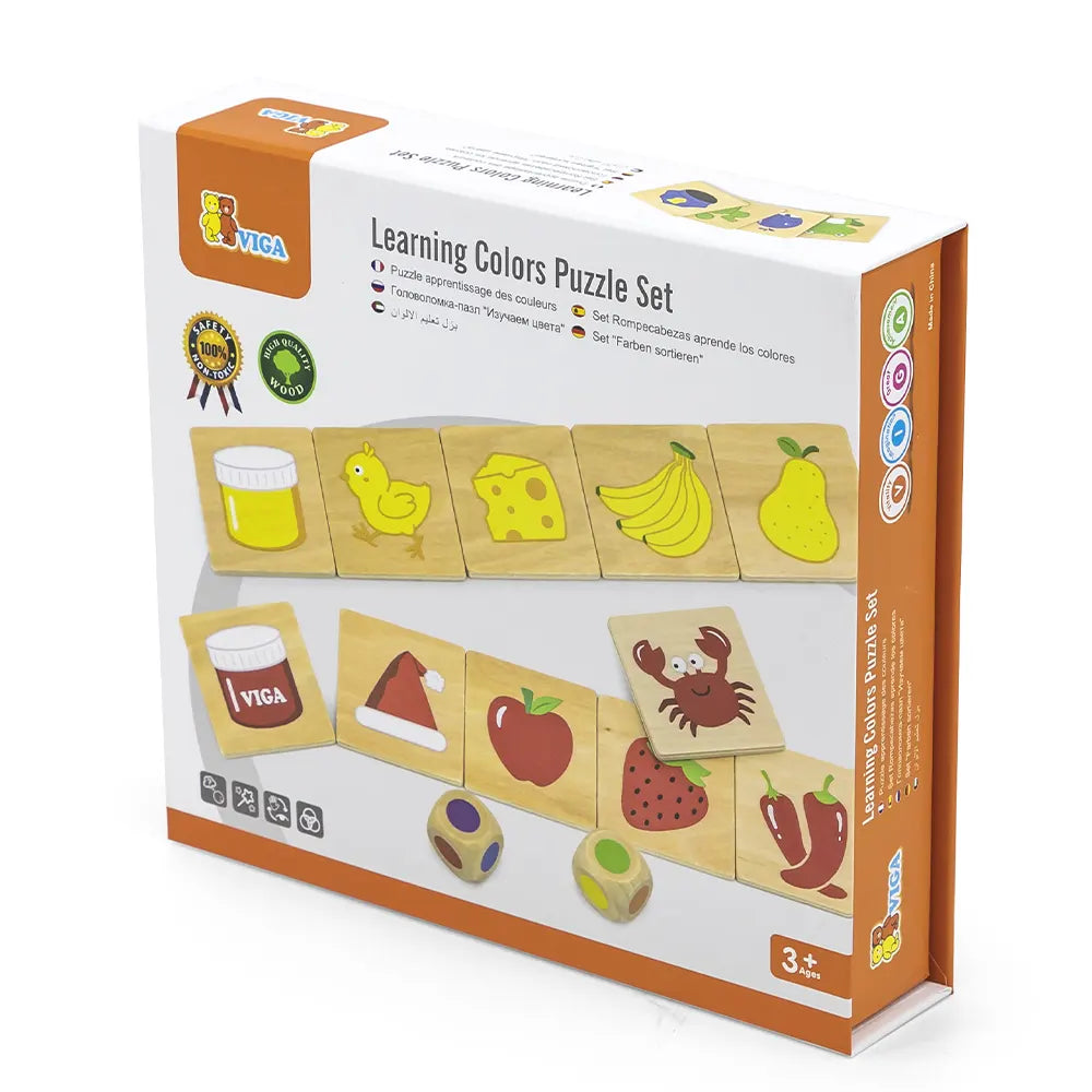 Viga Toys Ensemble de Puzzle d'Apprentissage Couleurs 3A+