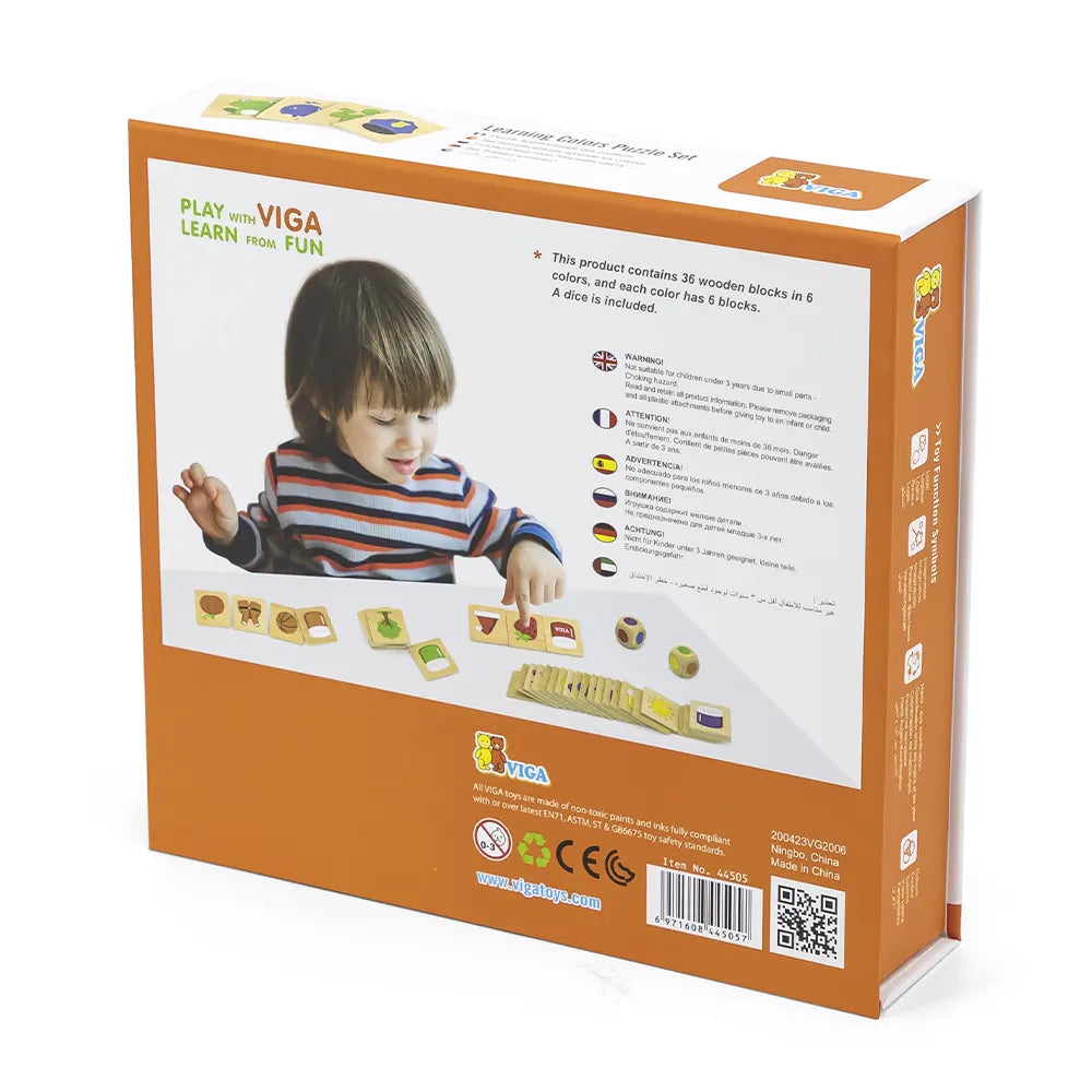 Viga Toys Ensemble de Puzzle d'Apprentissage Couleurs 3A+