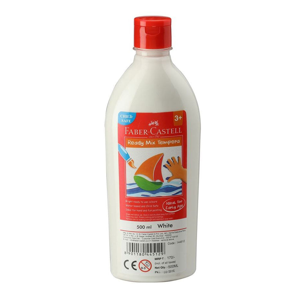Faber-Castell Bouteille Gouache Peinture Ready Mix Tempera 500ml - Blanc