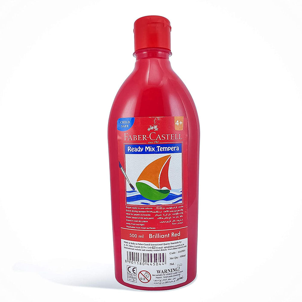 Faber-Castell Bouteille Gouache Peinture Ready Mix Tempera 500ml - Rouge