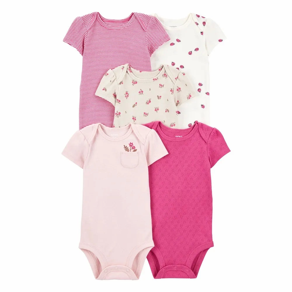 Lot de 5 Bodies à Manches Courtes en Coton Bébé Fille Carter's