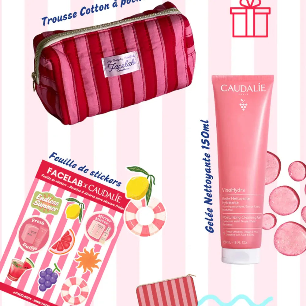 Facelab x Caudalie Nevera para cosméticos rosa + ¡Regalos!