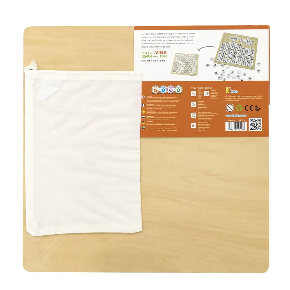 Viga Toys Tableau d'Apprentissage Math & Alphabet 3A+