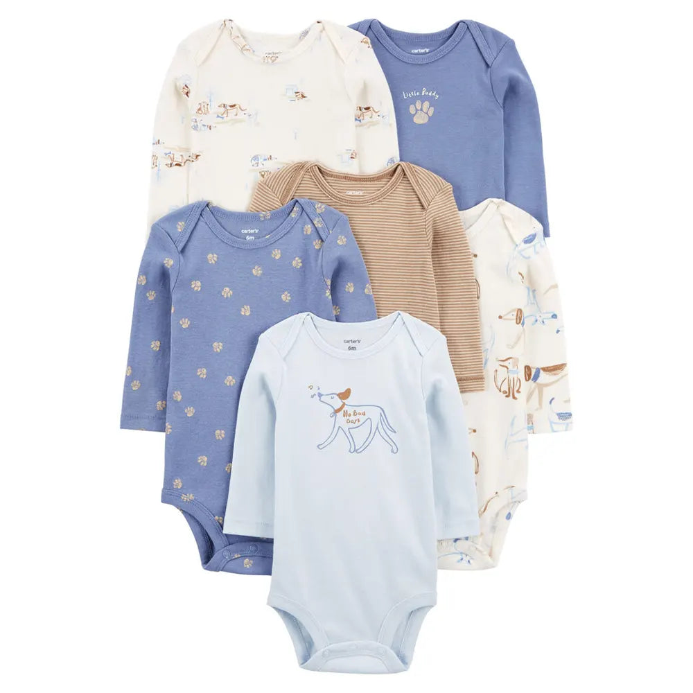Pack de 6 bodis de manga larga Carter's - Perro
