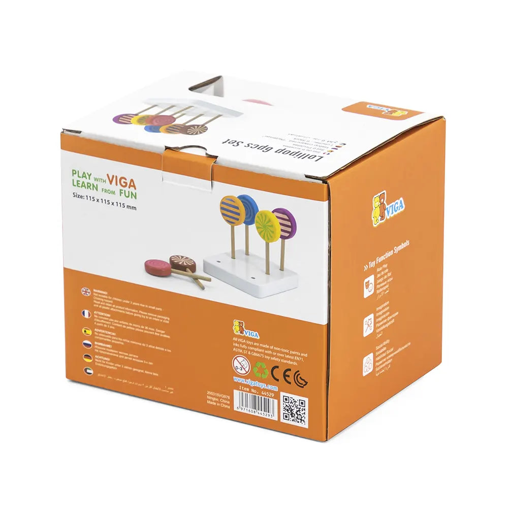 Viga Toys Set de 6 Sucettes en Bois 3A+