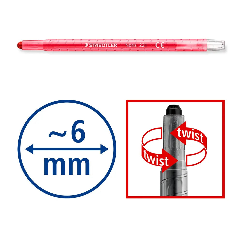Staedtler Lote de 12 Crayones de Cera Retráctiles 221 NWP12