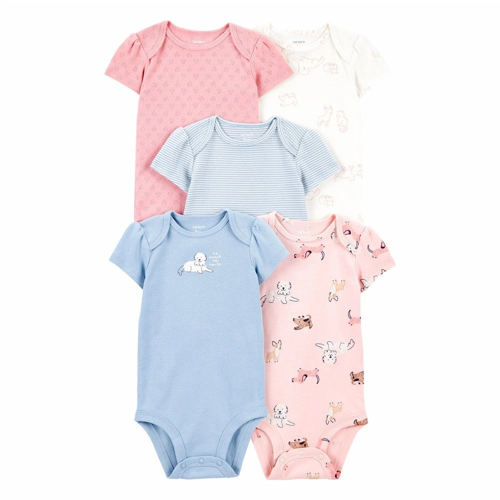 Carter's Baby Girl 5-Pack Short Sleeve Cotton Bodysuits