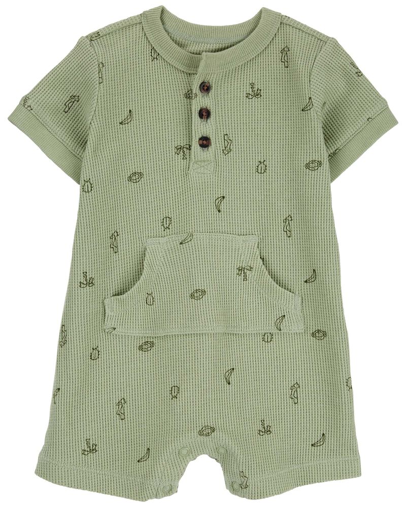 Barboteuse En Tricot Gaufré À Imprimé Jungle Carter's - Vert