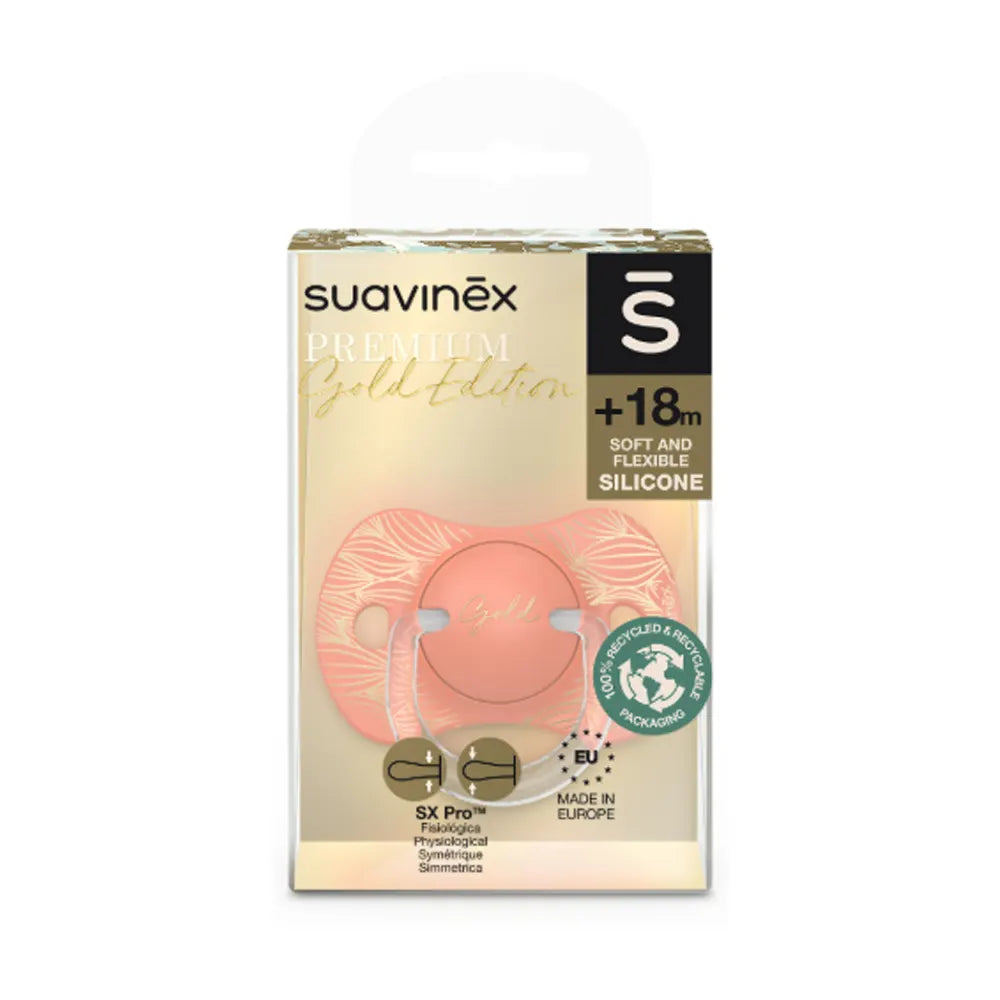 Suavinex Sucette Premium Silicone SX Pro orange & doré - 18M+