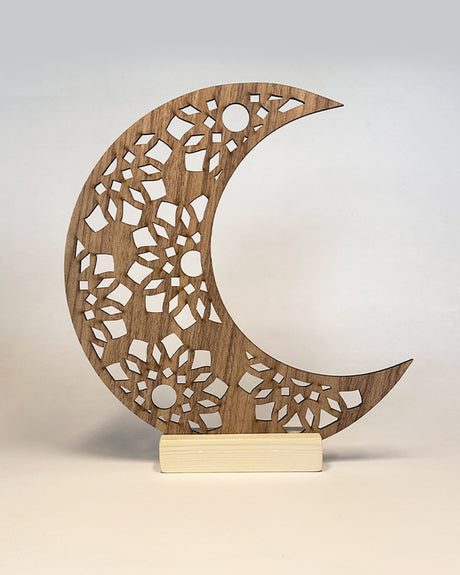 Décoration Lune Ramadan en Bois  - Marron