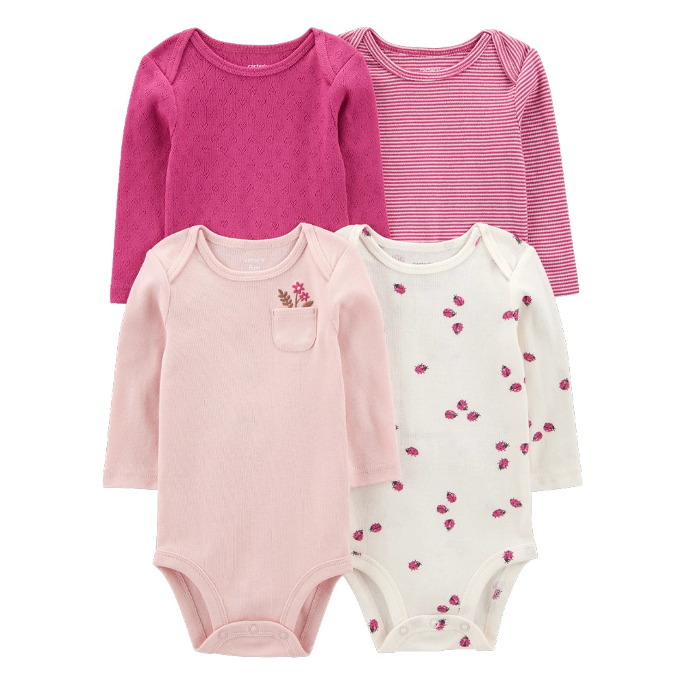 كارترز مجموعة من 4 بوديهات قطنية بأكمام طويلة للبنات