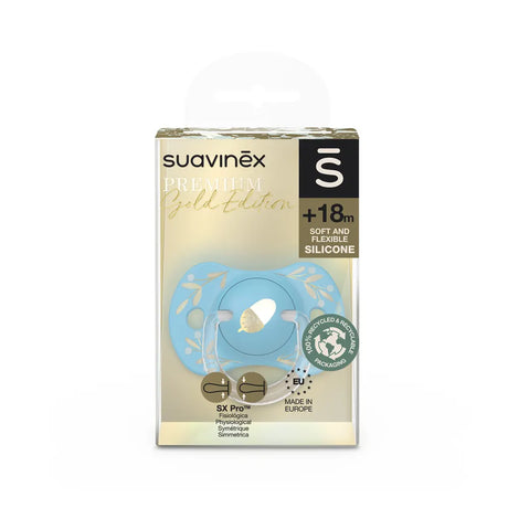 Suavinex Sucette Premium Silicone SX Pro Bleu & Doré - 18M+