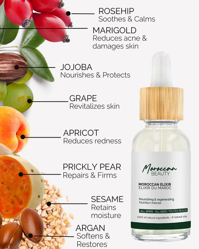 Moroccan Beauty Elixir du Maroc Aux 8 Huiles Naturelles - 30ml