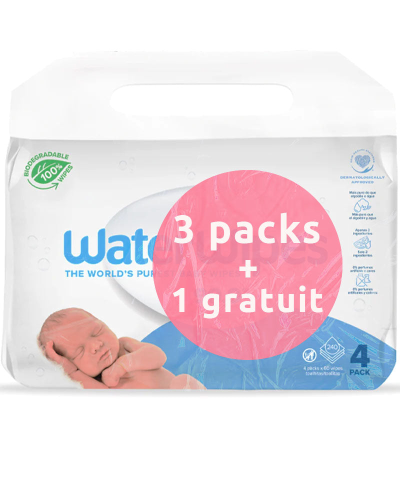 Waterwipes Lingettes bébé à l'eau, 4+1 offert