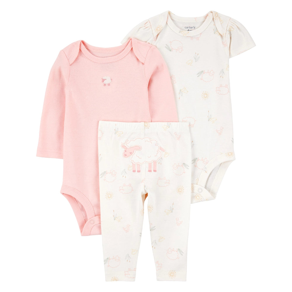 Carter's Baby Girl 3-Piece Set - Ivory & Pink Sheep