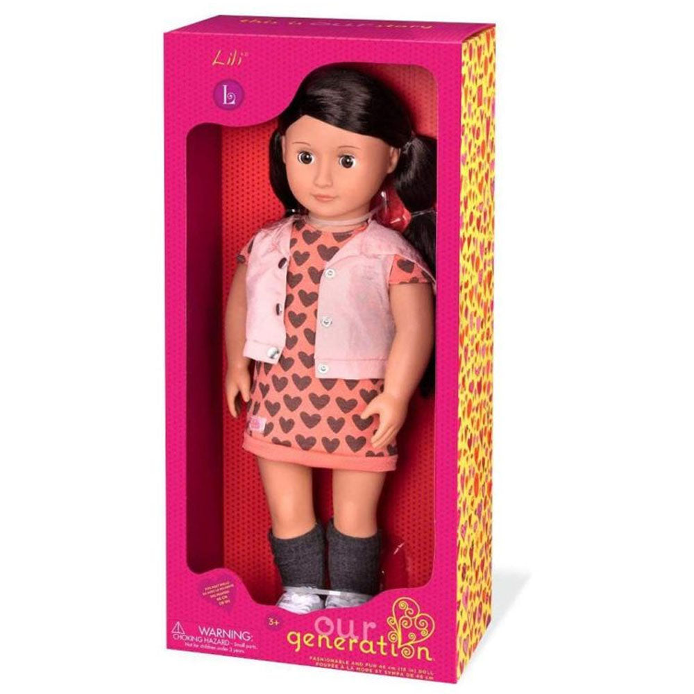 Our Generation 18-inch Doll with Dress & Hoodie 3Y+ - Lili