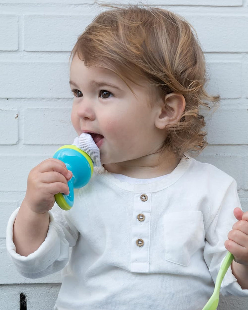 Nûby Grignoteur Nibber pour Fruits & Légumes & Biscuits 6M+ - Vert & Bleu Ciel