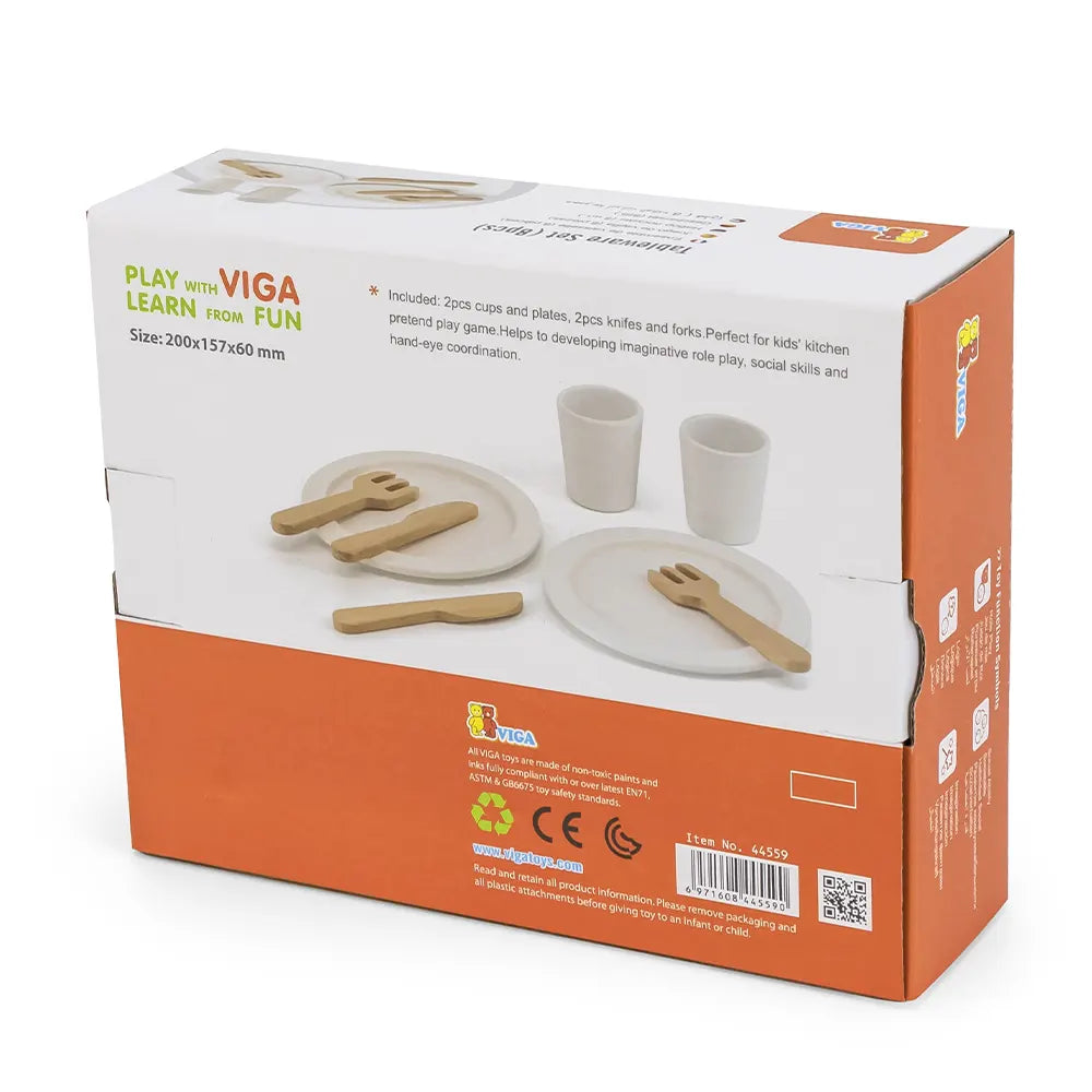 Viga Toys Juego de servicio de mesa de 8 piezas 24M+