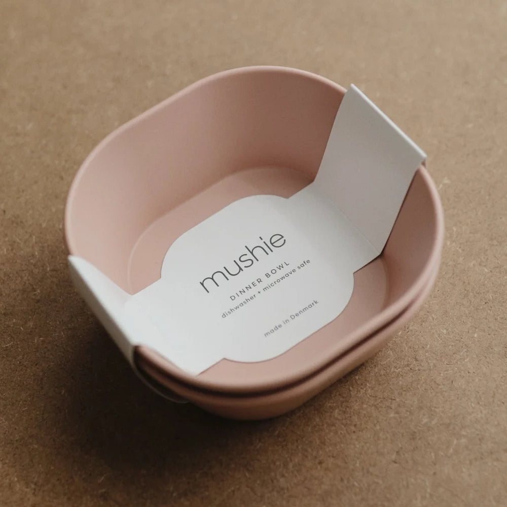 Mushie Ensemble de 2 Bols de Vaisselle Carré - Blush