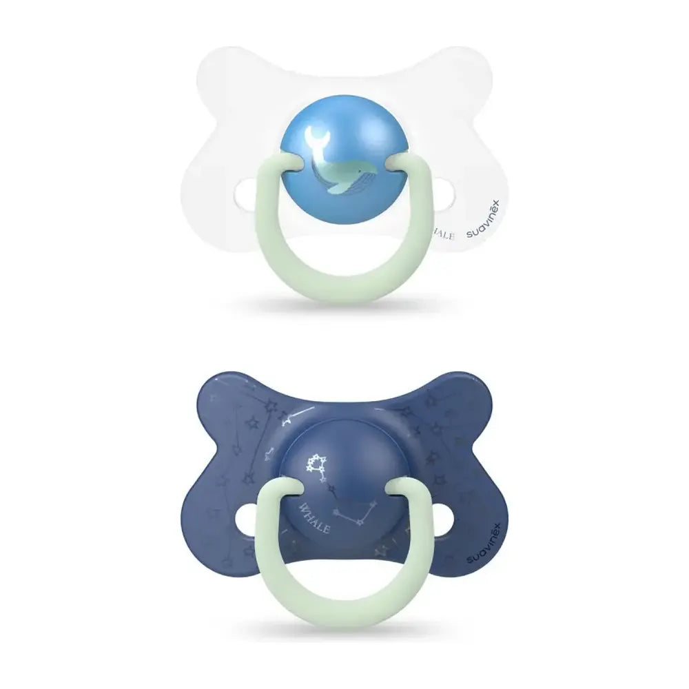 Lot de 2 Sucettes Suavinex Night & Day Réversible – 4-18M