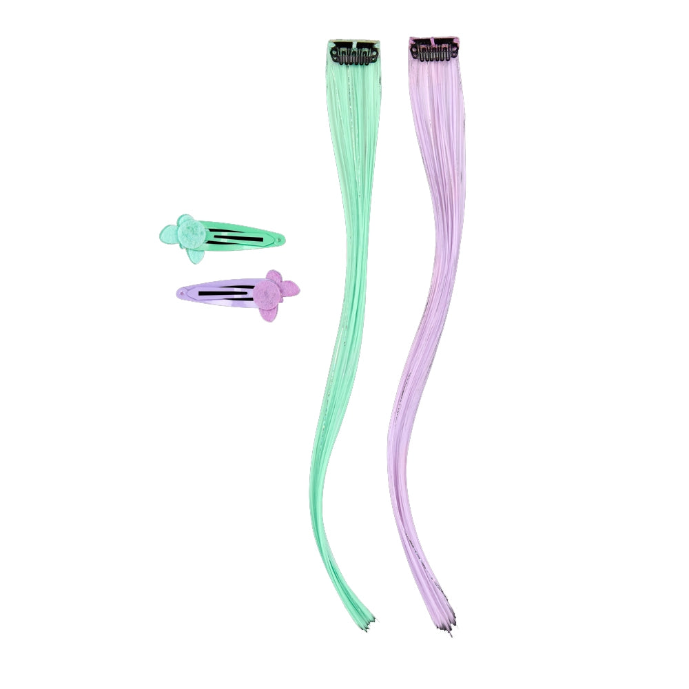 Extensiones de cabello sintético con clip de color OshKosh - Púrpura y verde