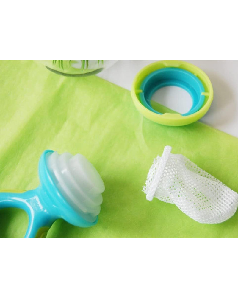 Nûby Grignoteur Nibber pour Fruits & Légumes & Biscuits 6M+ - Vert & Bleu Ciel