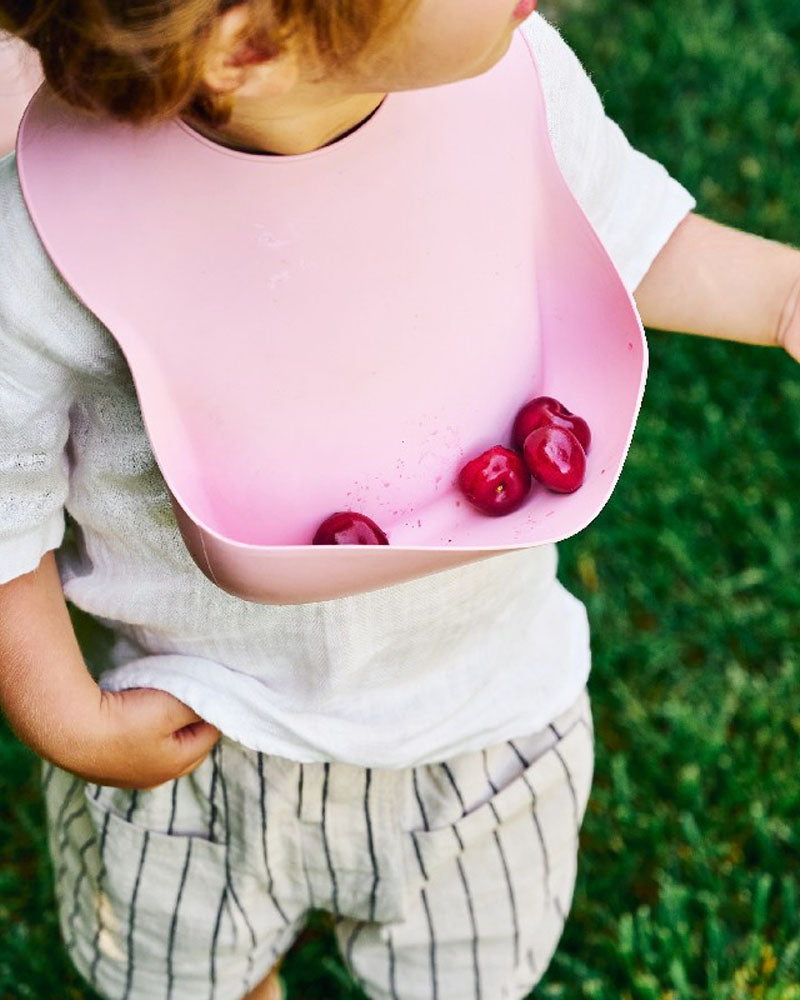 MINIKOIOI Silicone Bib with Neck Ring - Pink