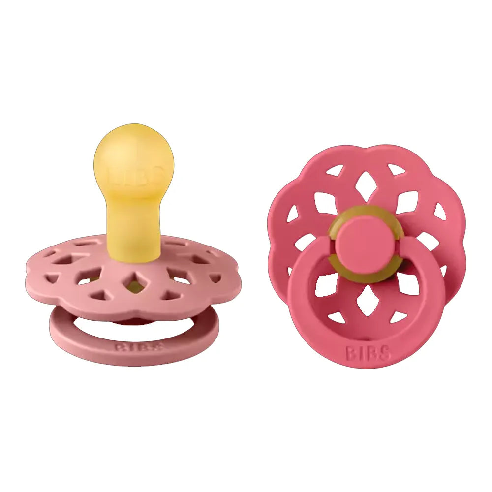 BIBS Lot de 2 Sucettes Bohème Rondes – Vieux Rose/Corail