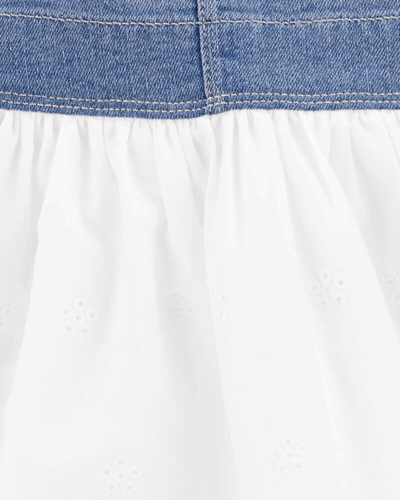 Robe Pull En Jean À Œillets OshKosh - Bleu & Blanc