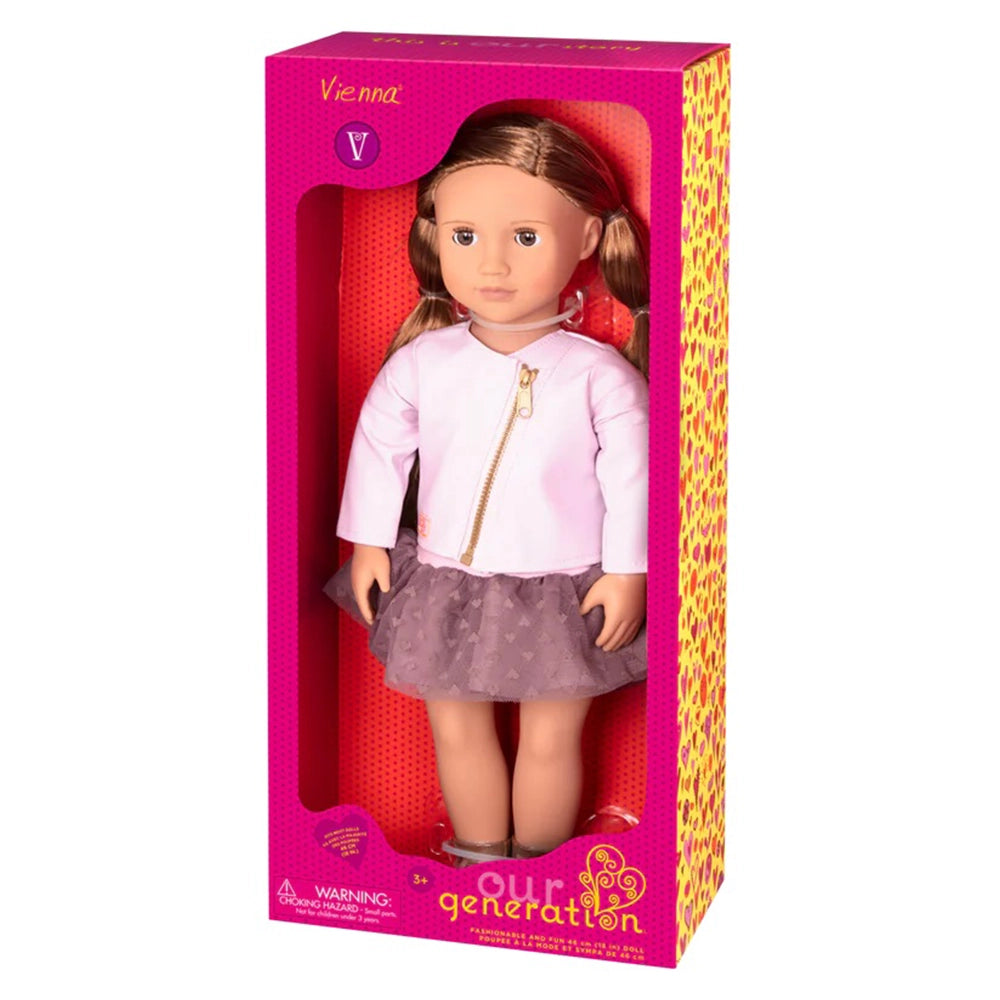 Our Generation 18-inch Doll with Pink Leather Jacket 3Y+ - Vienna