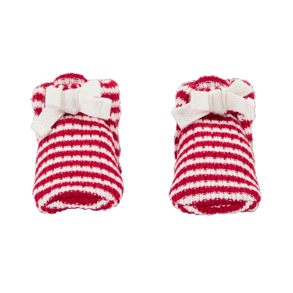 أحذية أطفال كارترز محبوكة بخطوط - أحمر وأبيض