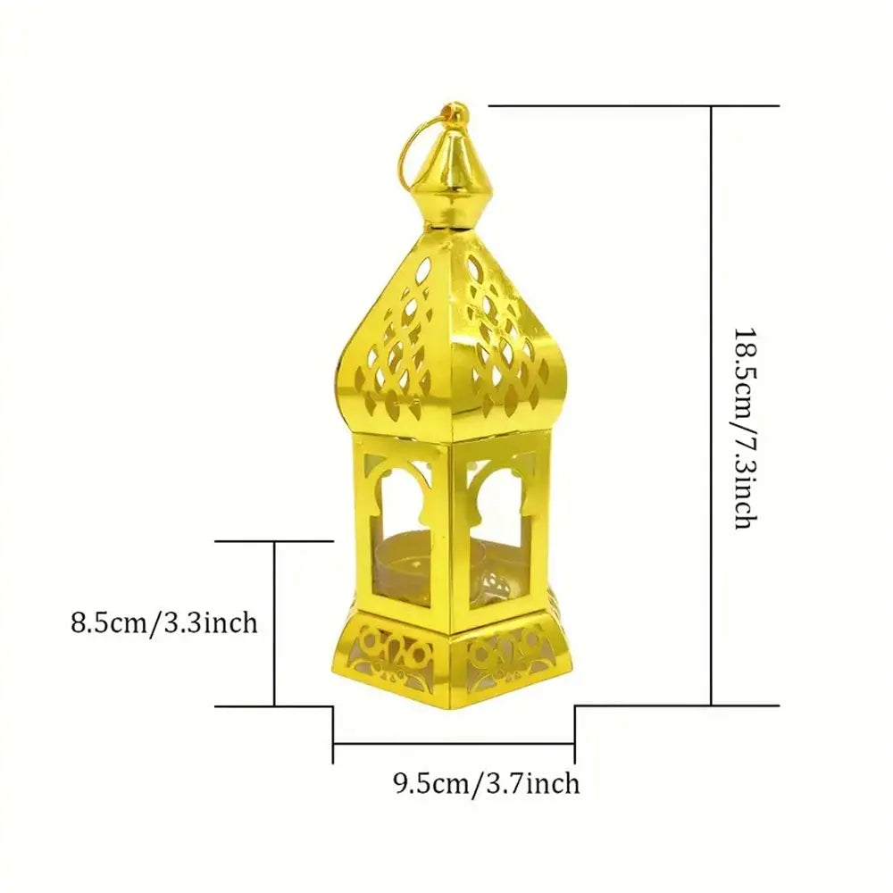 Farol Decorativo de Metal y Vidrio 18,5x9,5cm - Dorado