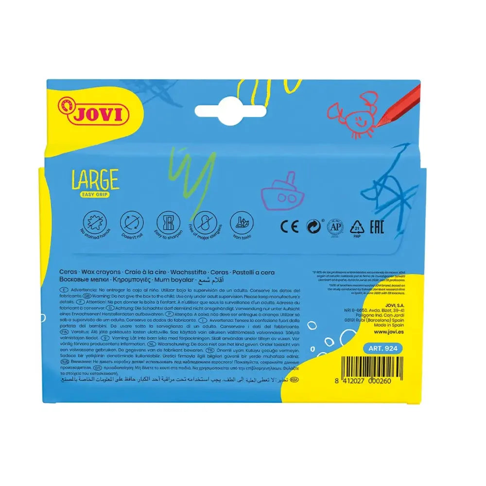 Jovi Pochette de 24 Crayons de Couleur en Plastique
