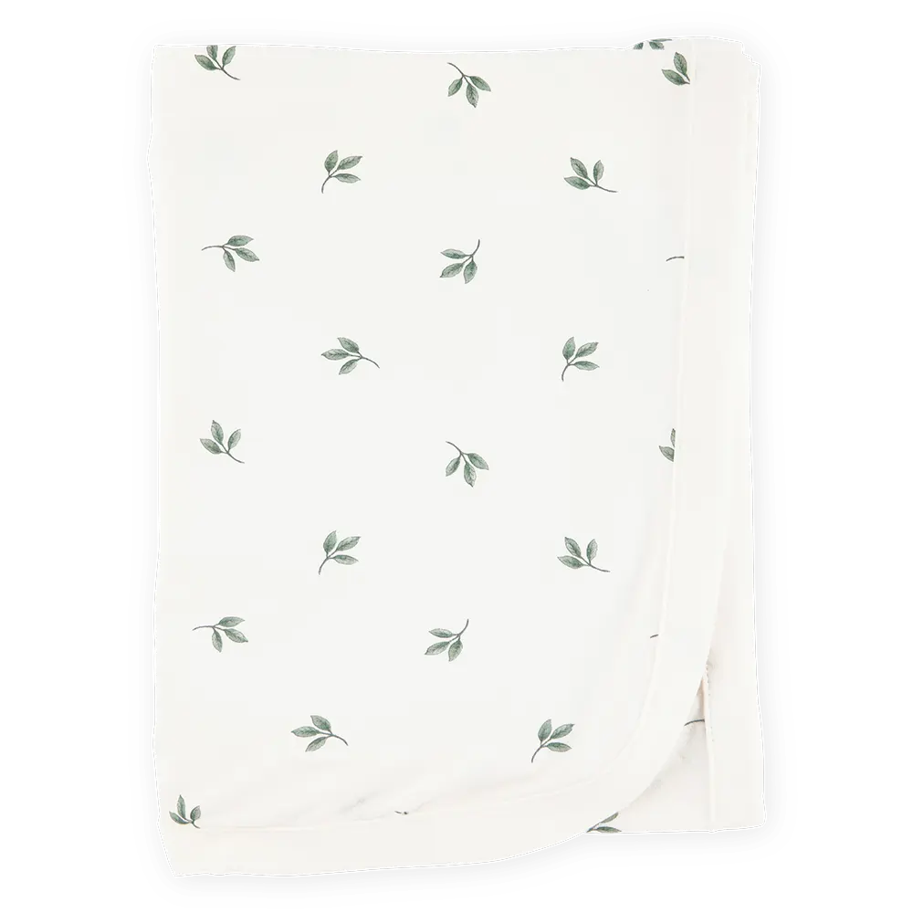 Couverture PurelySoft à imprimé feuilles - Ivoire