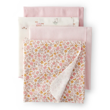 Lot de 4 langes de réception floraux bébé fille