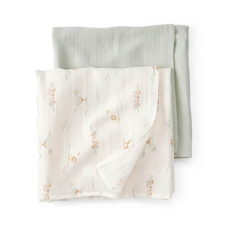 Lot de 2 langes en mousseline lion - Vert