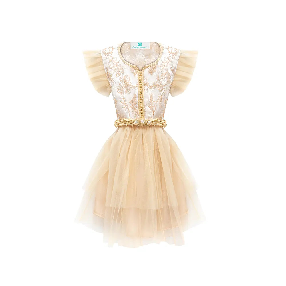 Girls' Caftan Dress - Beige Bud