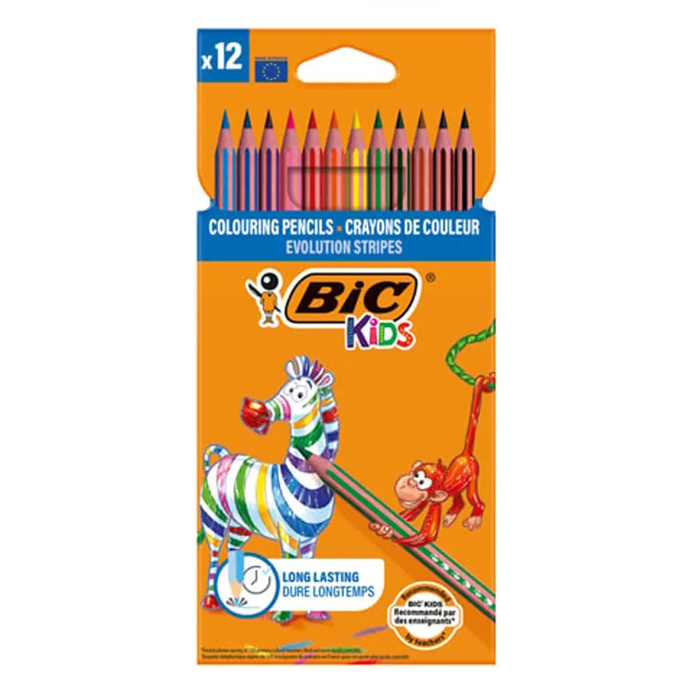 علبة من 12 قلم تلوين بيك كيدز إيفولوشن سترايبس