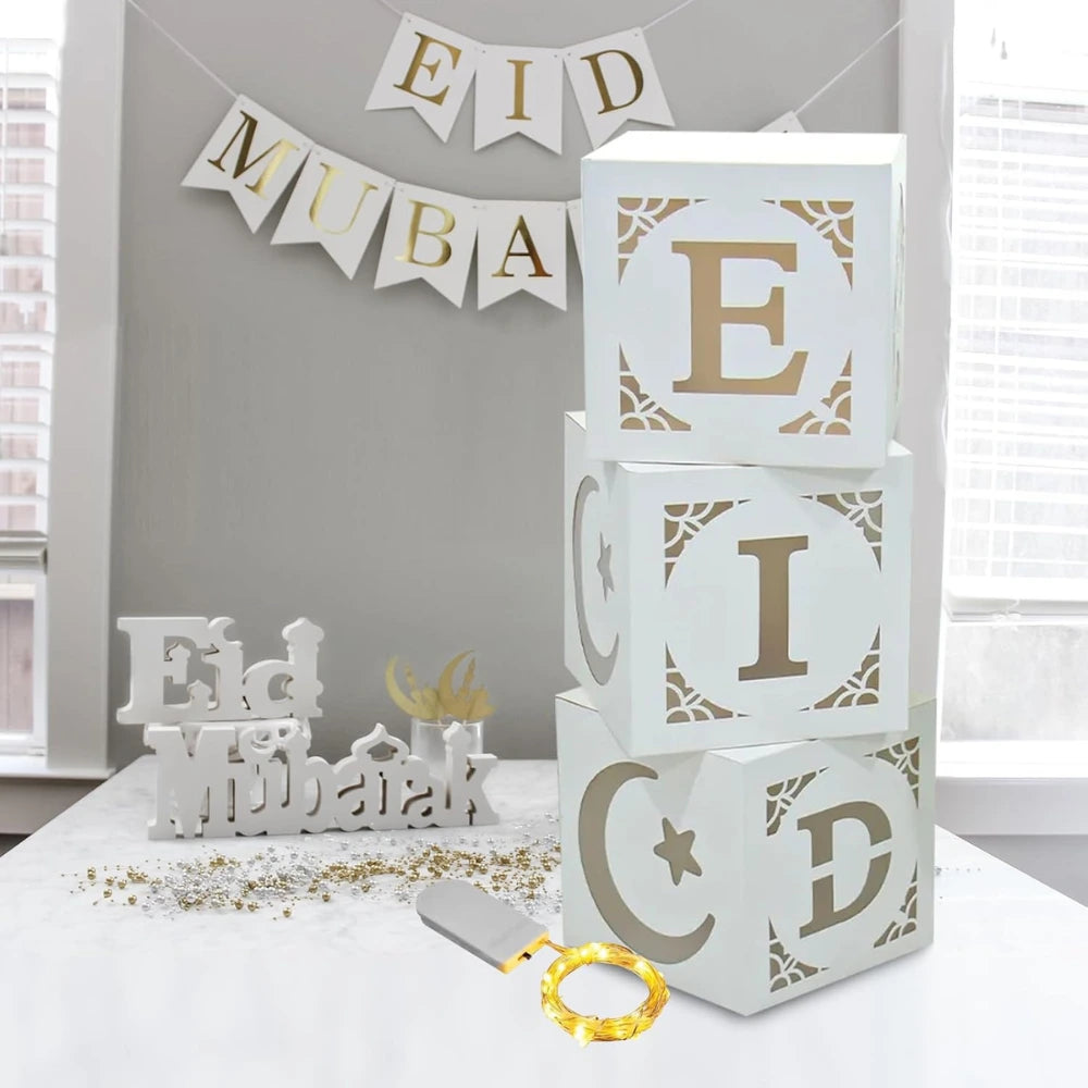 Boîte Lumineuse pour l'Aïd Moubarak (3 pièces) – Eid