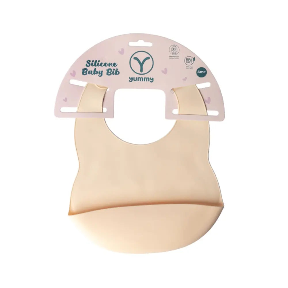 YUMMY Silicone Bib with Pocket 4M+ - Vanilla