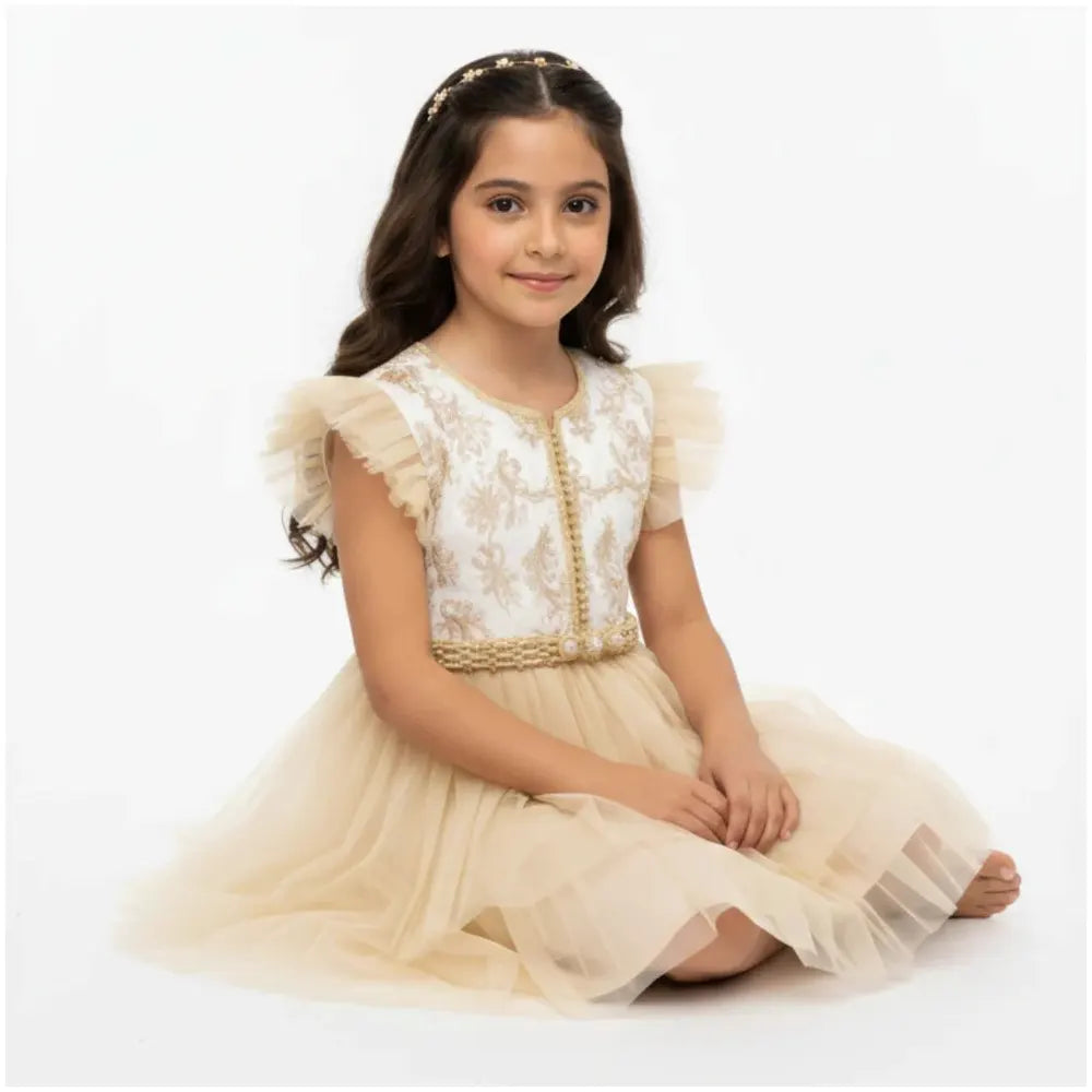 قفطان فستان للبنات - بيج