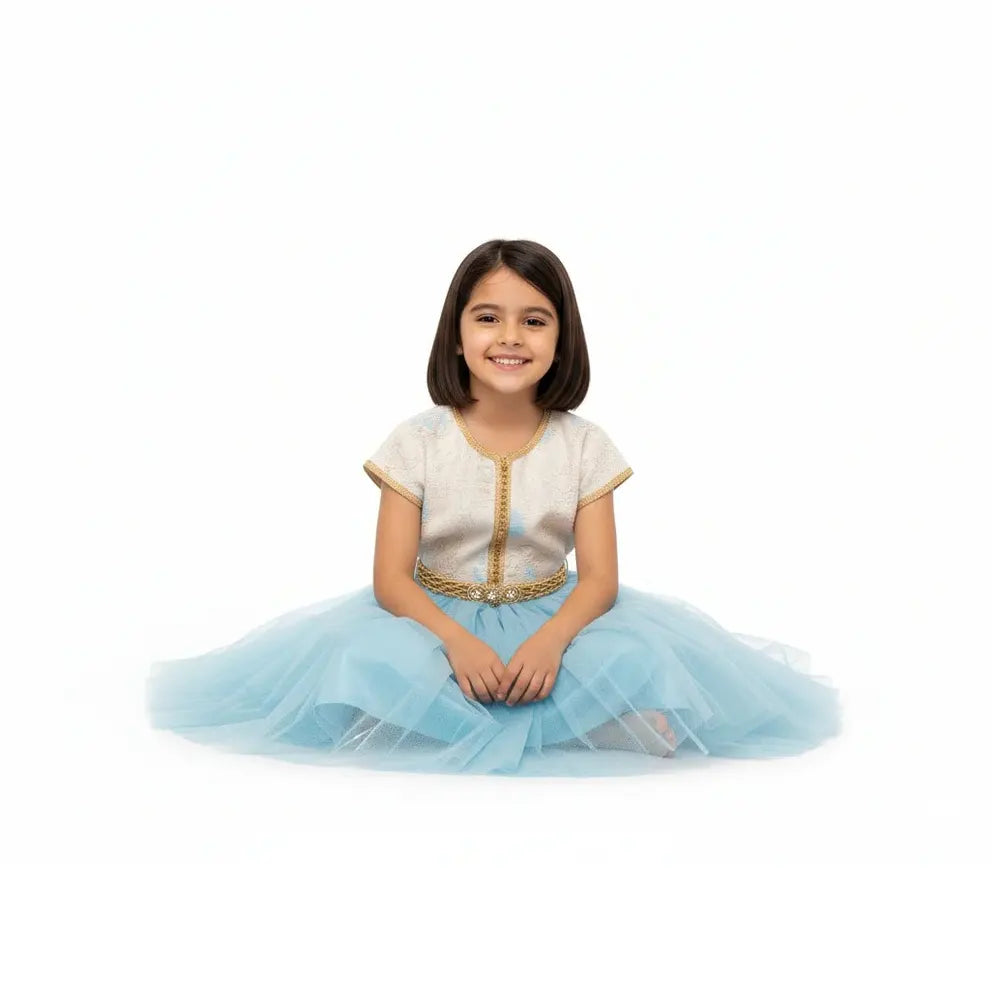 Caftan Robe pour Fille - Blue Bud