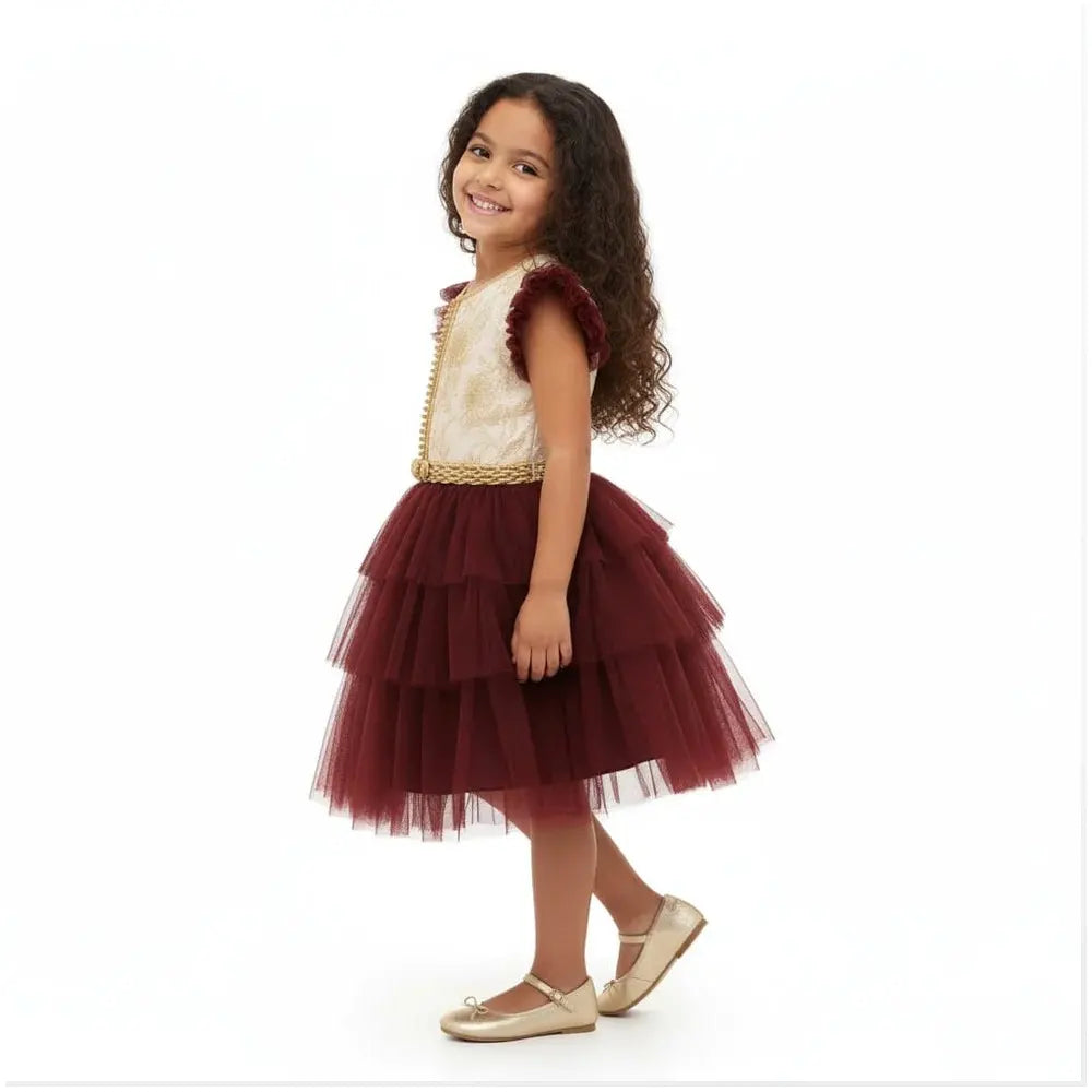 Caftan Robe pour Fille - Carmin