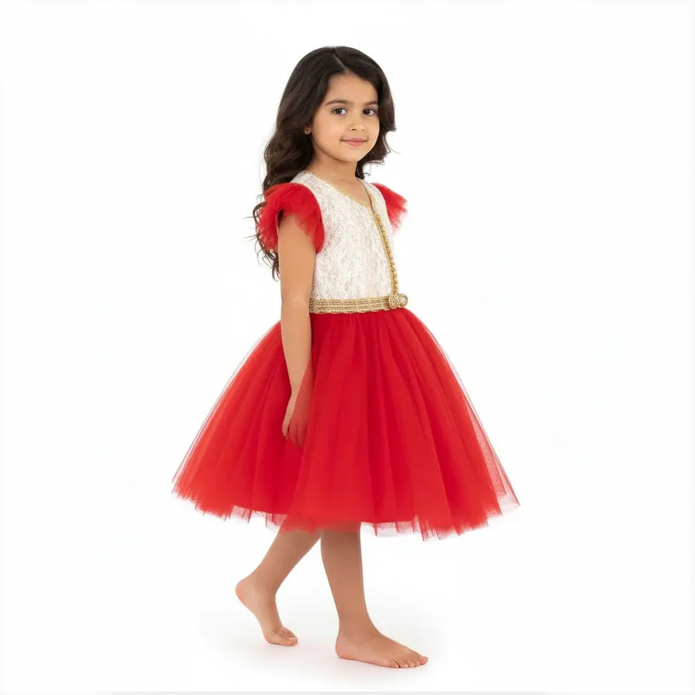 Vestido Kaftan para Niña - Rojo Cereza