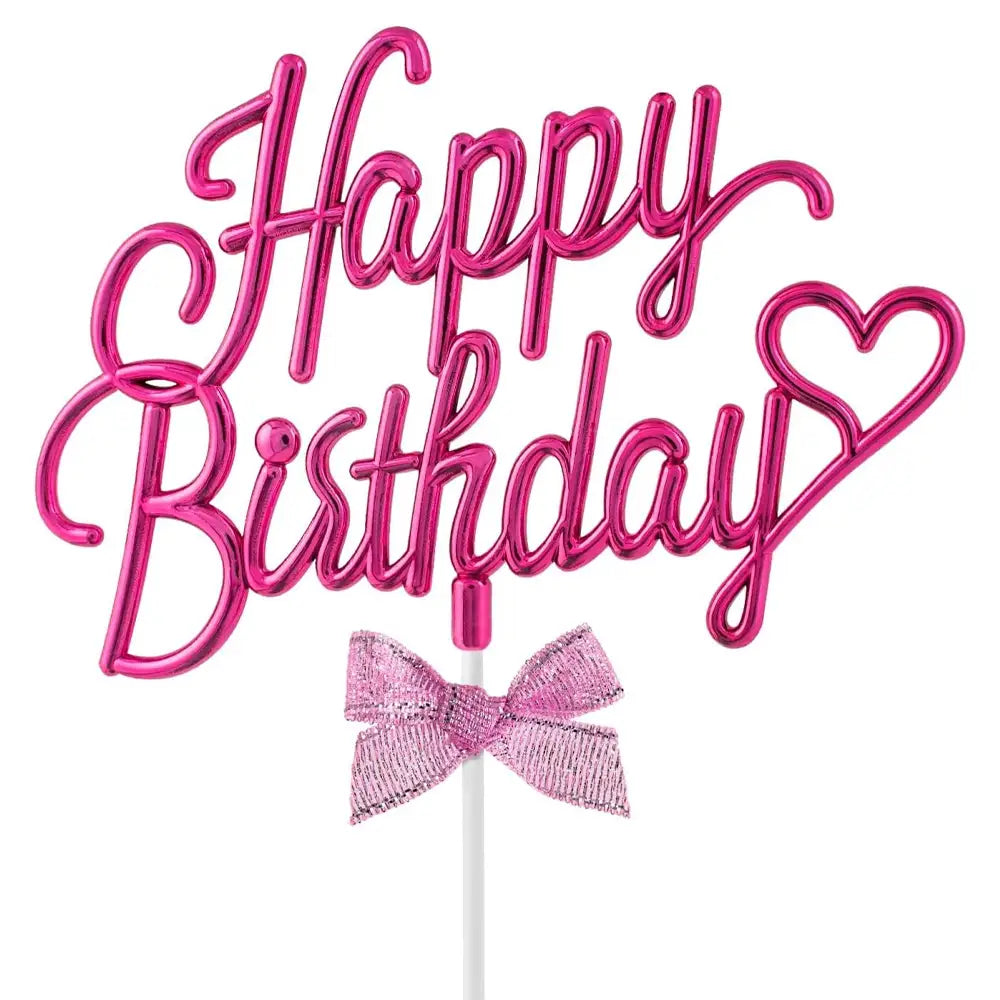 Happy Birthday Cake Topper - Pink